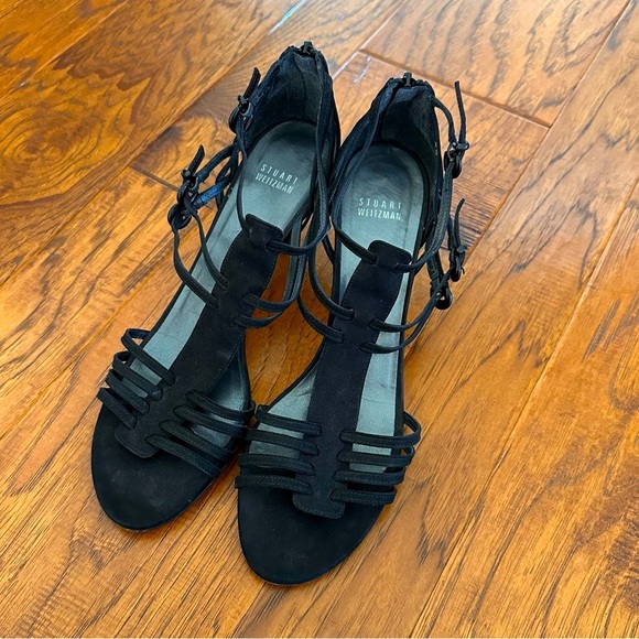Stuart Weitzman Shoes - Stuart Weitzman Black Suede Strappy Sandals Size 9.5
